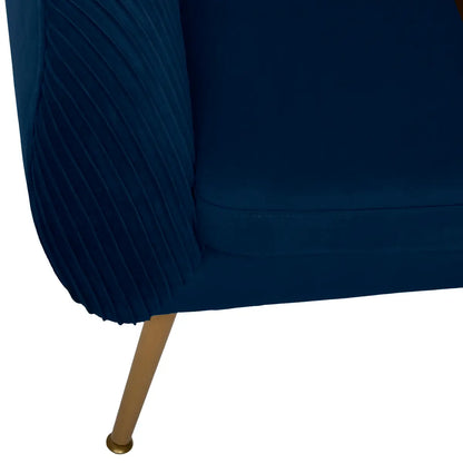 Fauteuil Velours SOLARO CHIC BLEU-L74xP70xH78cm