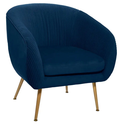 Fauteuil Velours SOLARO CHIC BLEU-L74xP70xH78cm