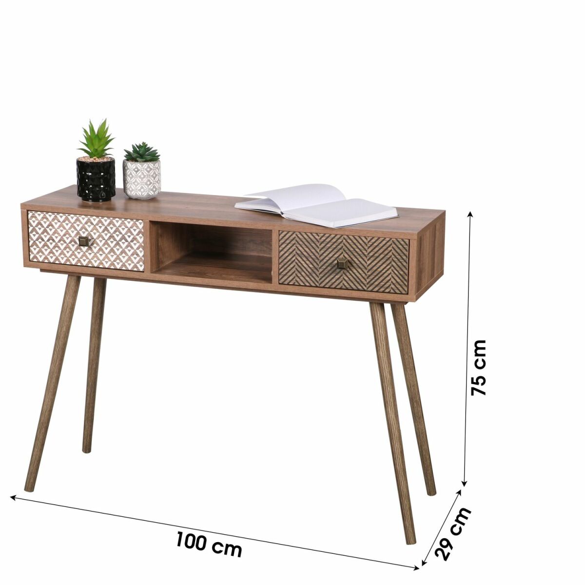 Console baobab en mdf 2 tiroirs et 1 niche ouverte L.100 cm x H.75 cm