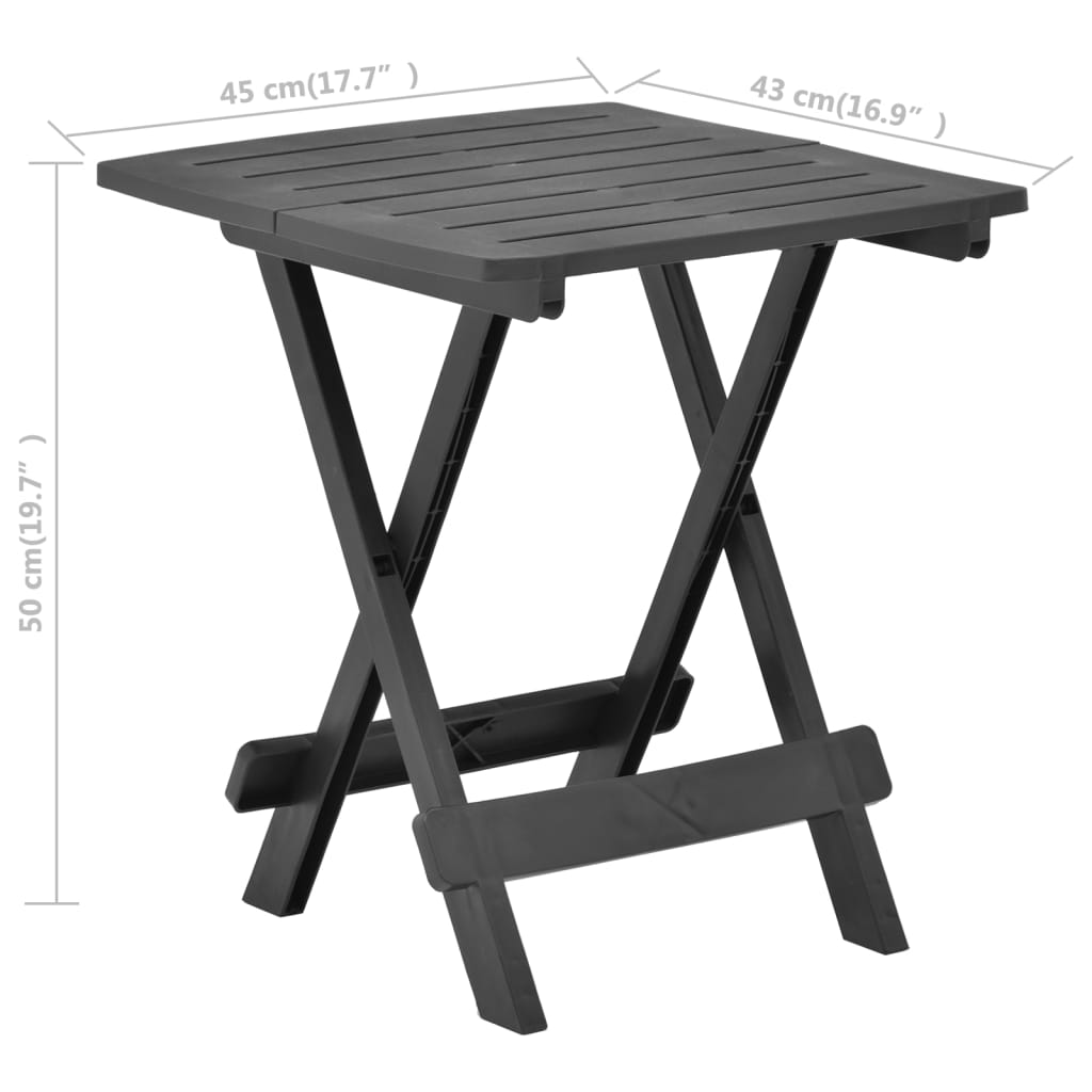 TABLE DE BALCON TABLE DE PICNIC TABLE D'EXTERIEUR TABLE DE JARDIN TABLE PLIANTE ADIGE GRIS ANTHRACITE 44X44XH50CM