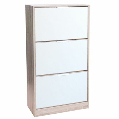 Meuble à chaussure 3 tiroirs bois avec porte miroir 60x24x116 cm