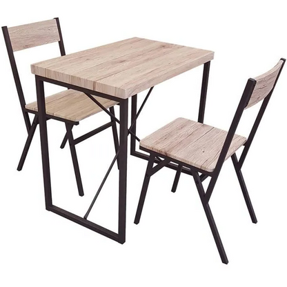 Ensemble de table avec 2 chaises en bois avec struture en métal noir table 80L x 50l x 75H cm  / chaise 42 x 39 x 85cm