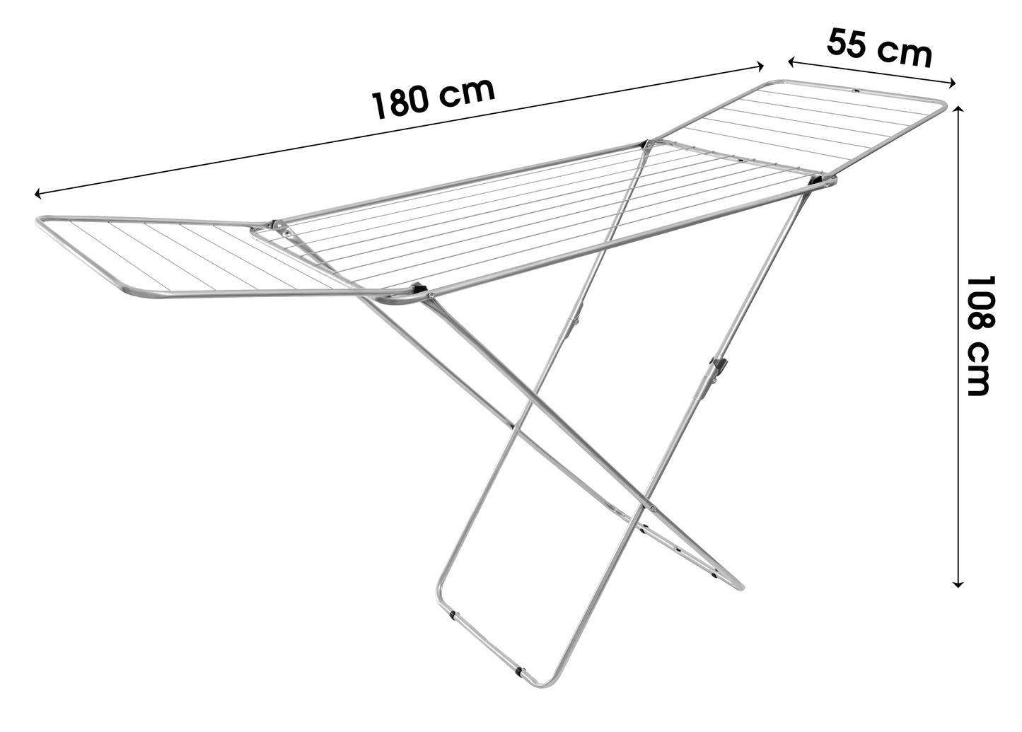 Séchoir à Linge Pliable Etendoir à Ailes en Métal Silver à Poser 18 mètres