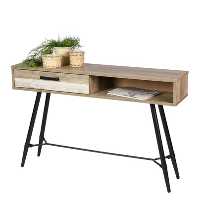 MEUBLE DE RANGEMENT CONSOLE DECORE AVEC RANGEMENT STRUCTURE EN METAL NOIR 120X30XH77CM