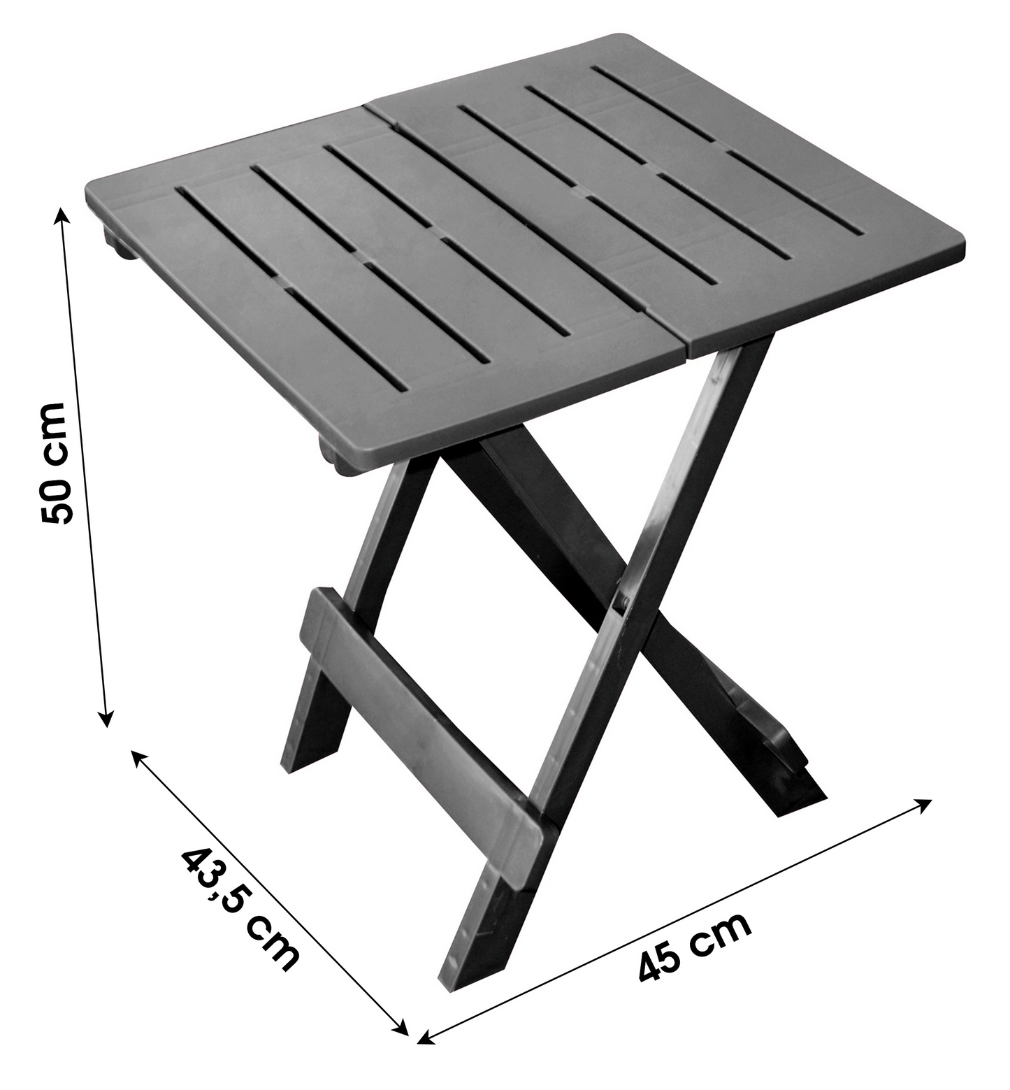 TABLE DE BALCON TABLE DE PICNIC TABLE D'EXTERIEUR TABLE DE JARDIN TABLE PLIANTE ADIGE GRIS ANTHRACITE 44X44XH50CM