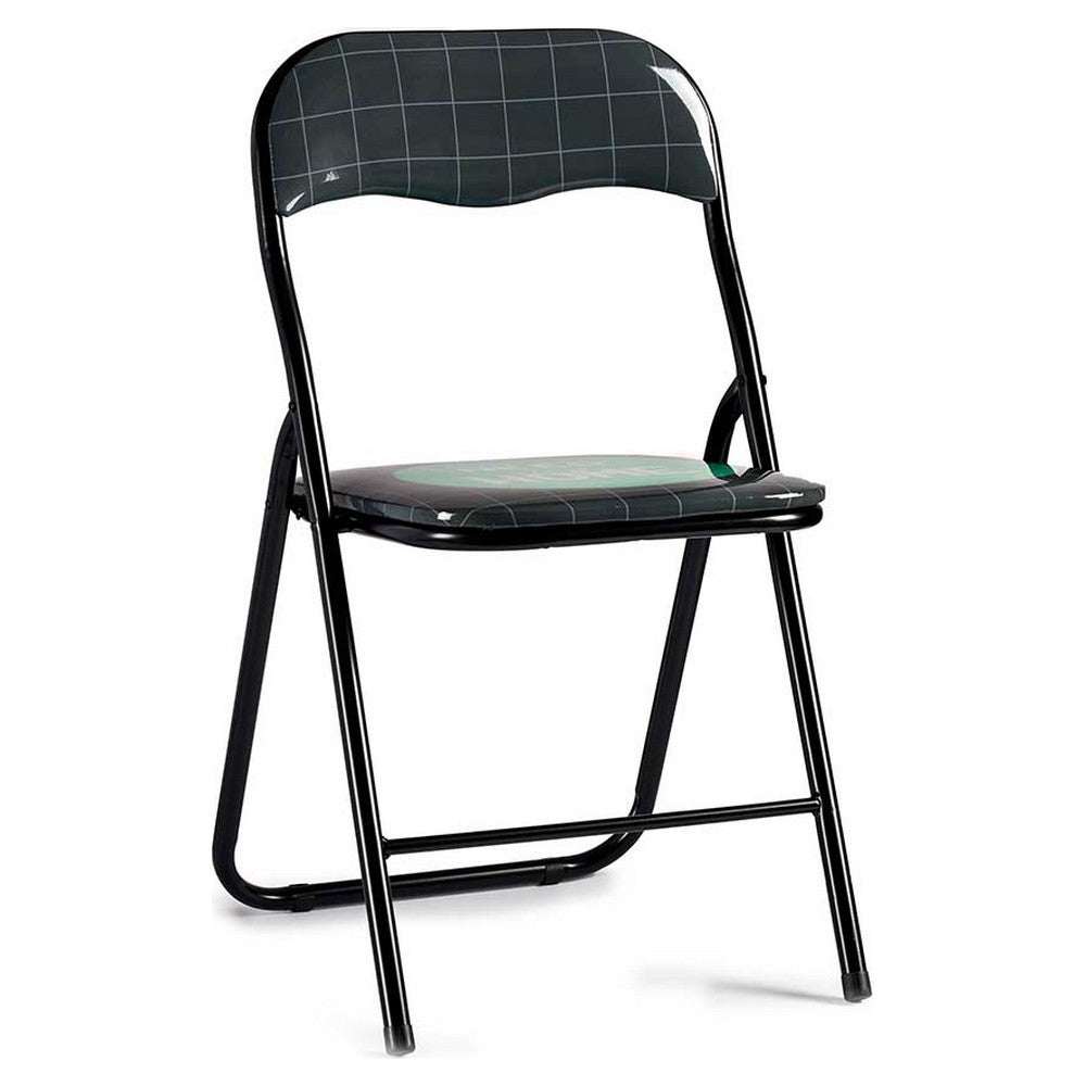 Lot de 2 CHAISES PLIABLE PVC BRILLANT PATES NOIRES HOME 48X44X79CM