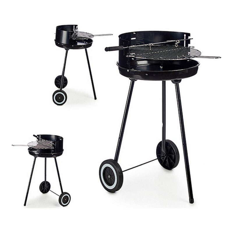 Chariots barbecue a charbon avec anse et roues 42.5x41.5x71cm - Noir